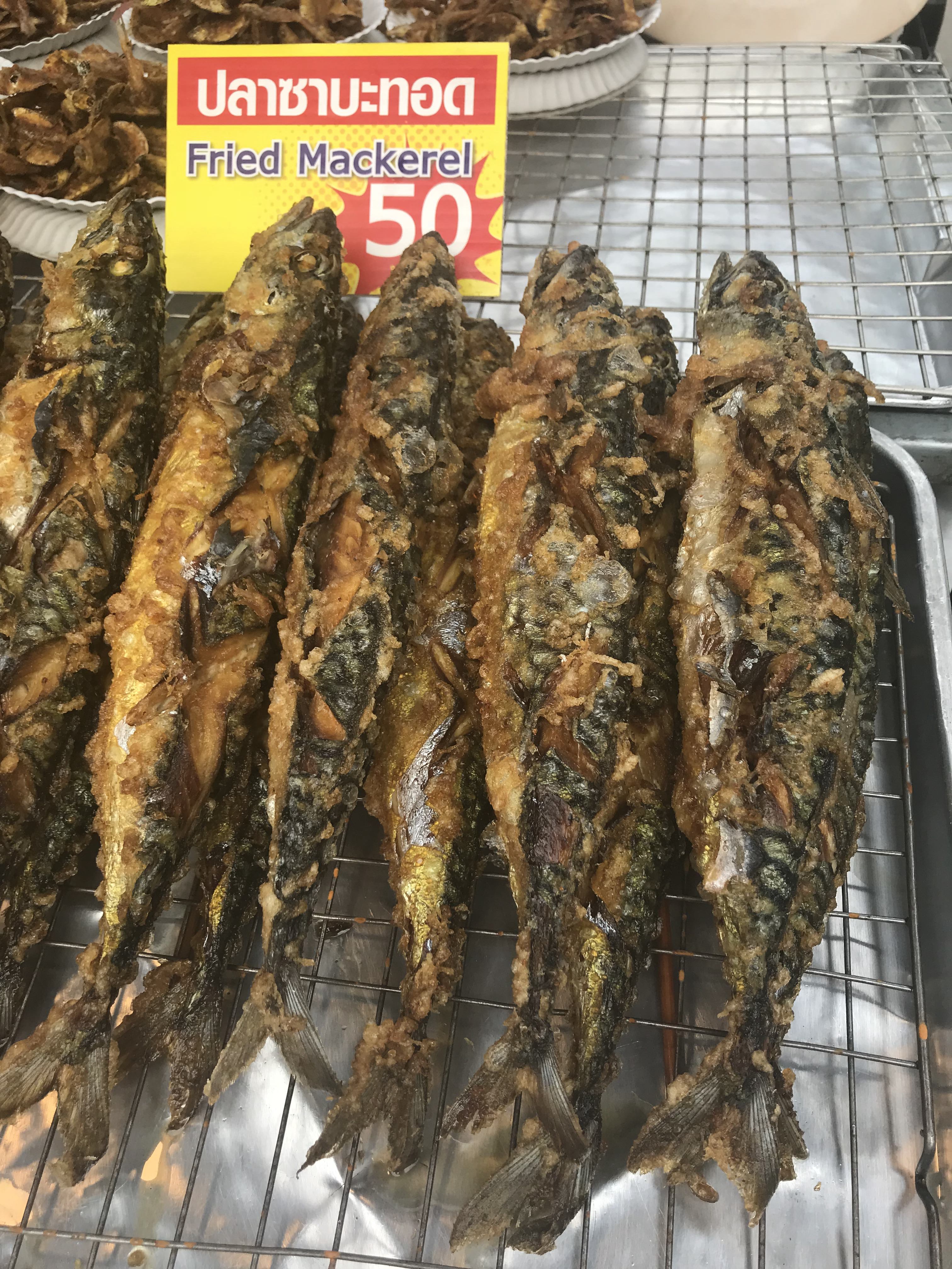 Fried Mackerel at a Street Food Market