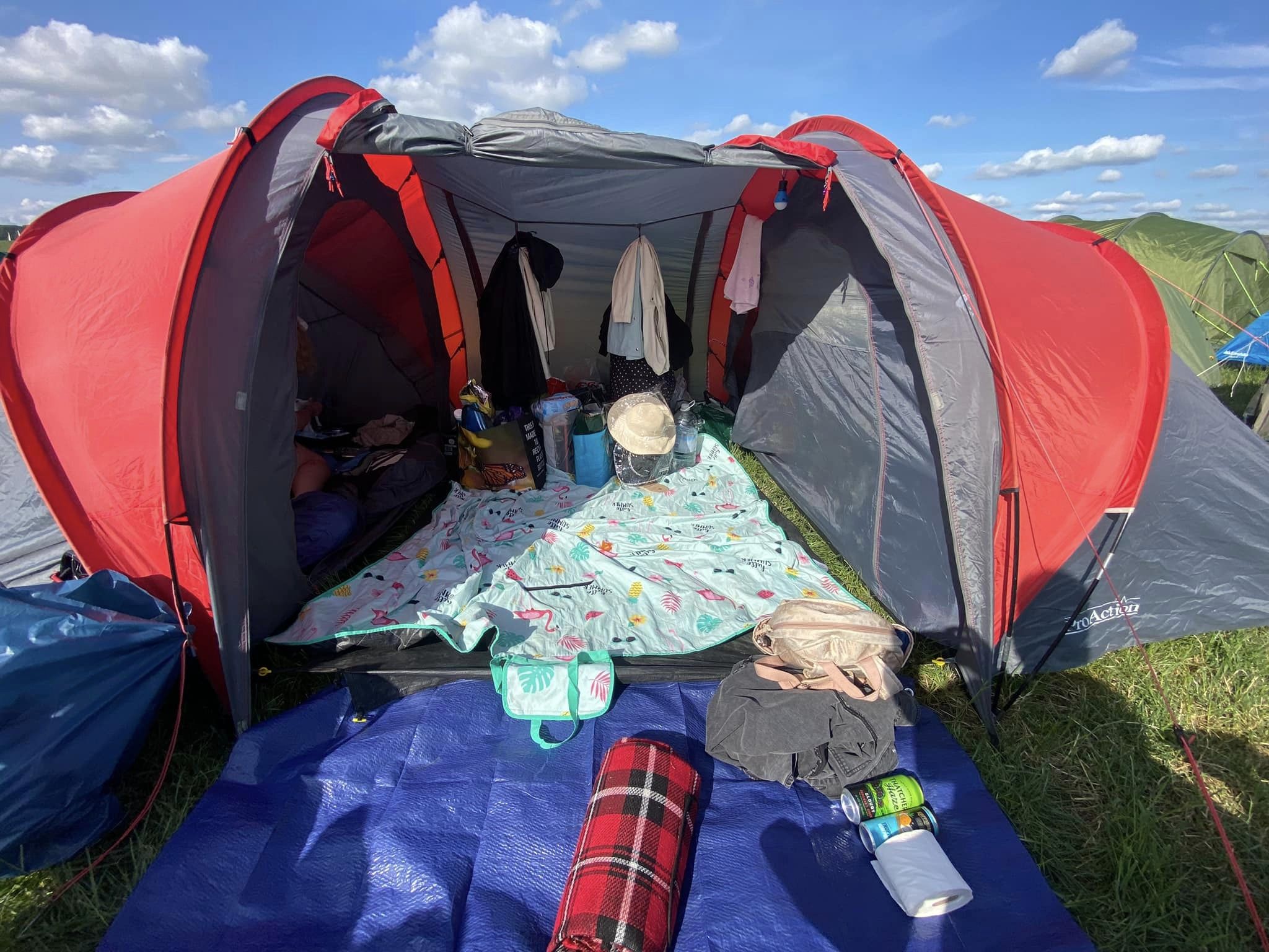 Our tent setup at Glastonbury Festival